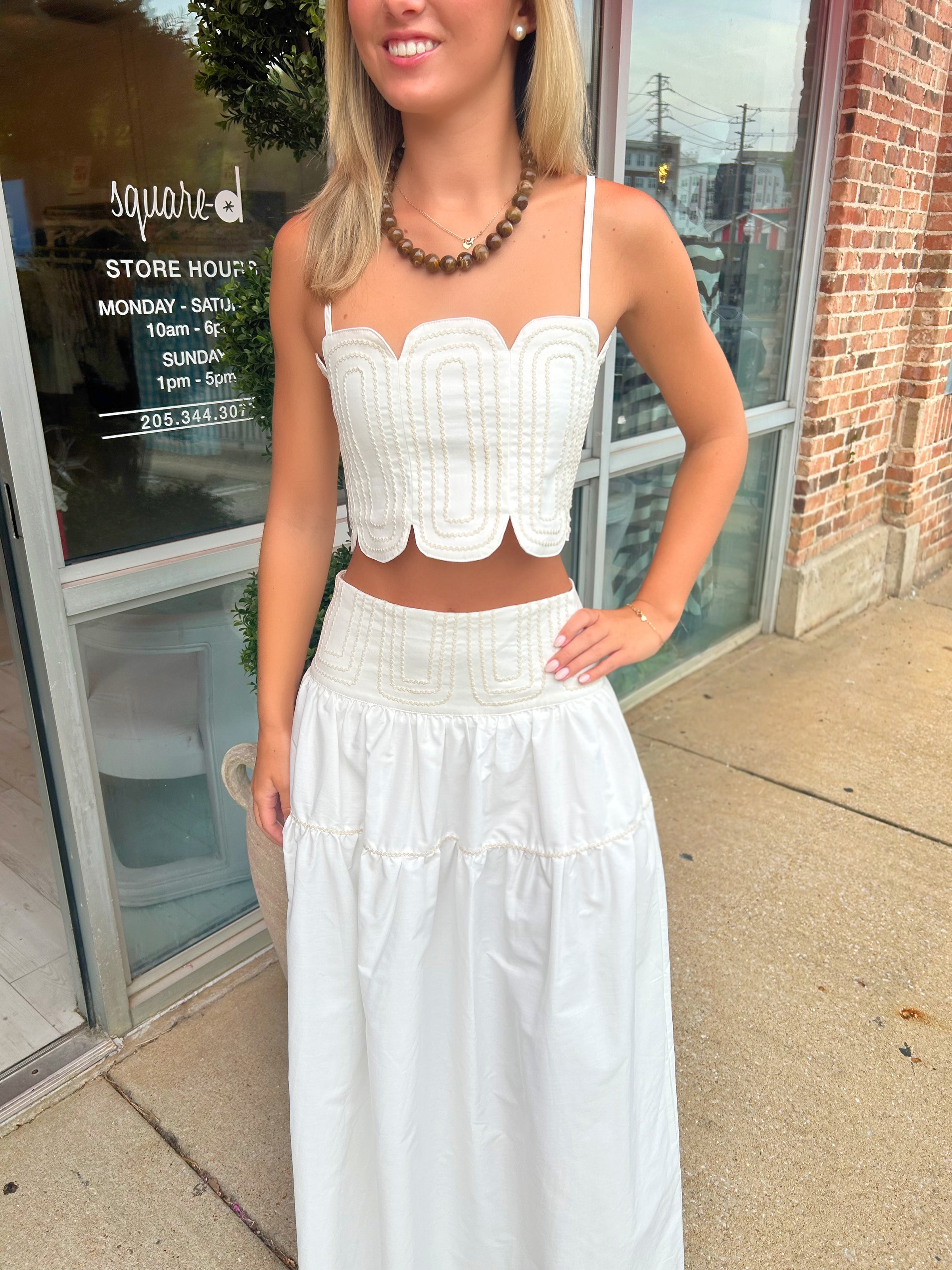 Callie Lace Trimmed Skirt Set