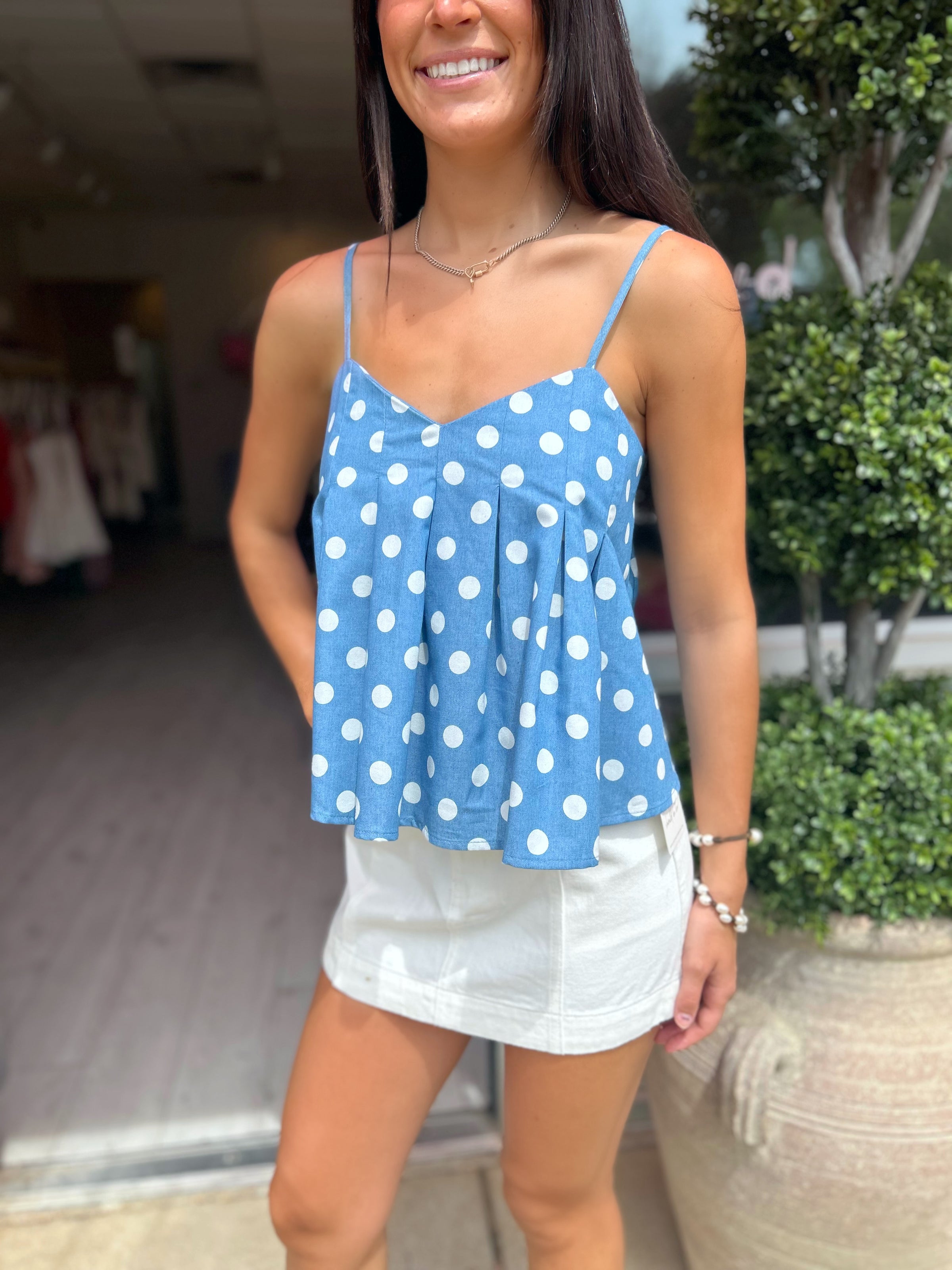 THML Easton Polka Dot Pleated Tank