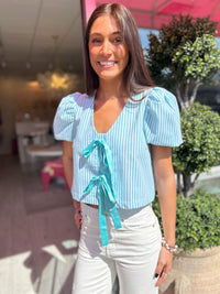 Alice Striped Tie Front Top