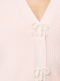 French Connection Babysoft Pearl Bow Sweater in Soft Blush
