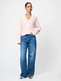 French Connection Babysoft Pearl Bow Sweater in Soft Blush