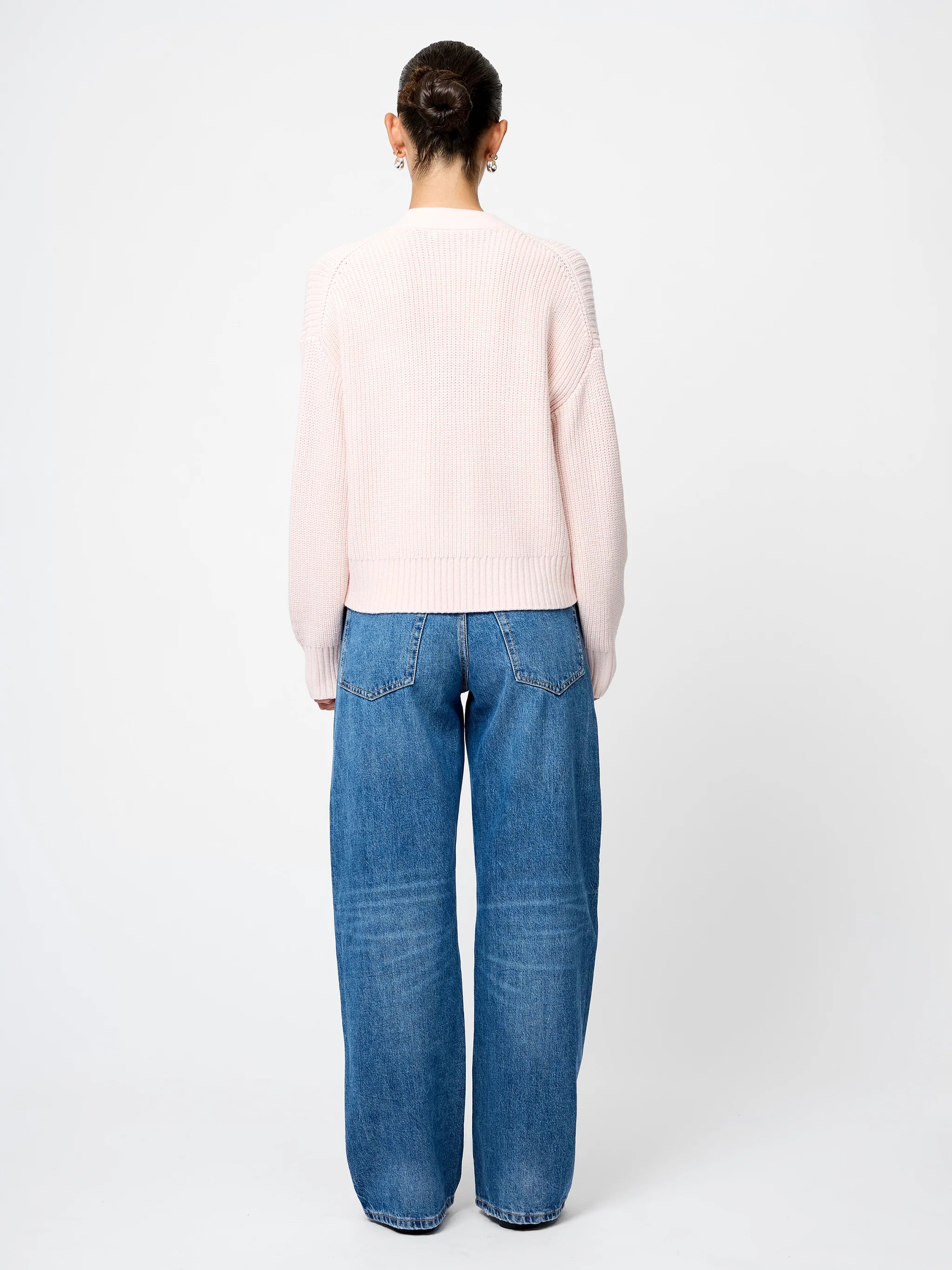 French Connection Babysoft Pearl Bow Sweater in Soft Blush