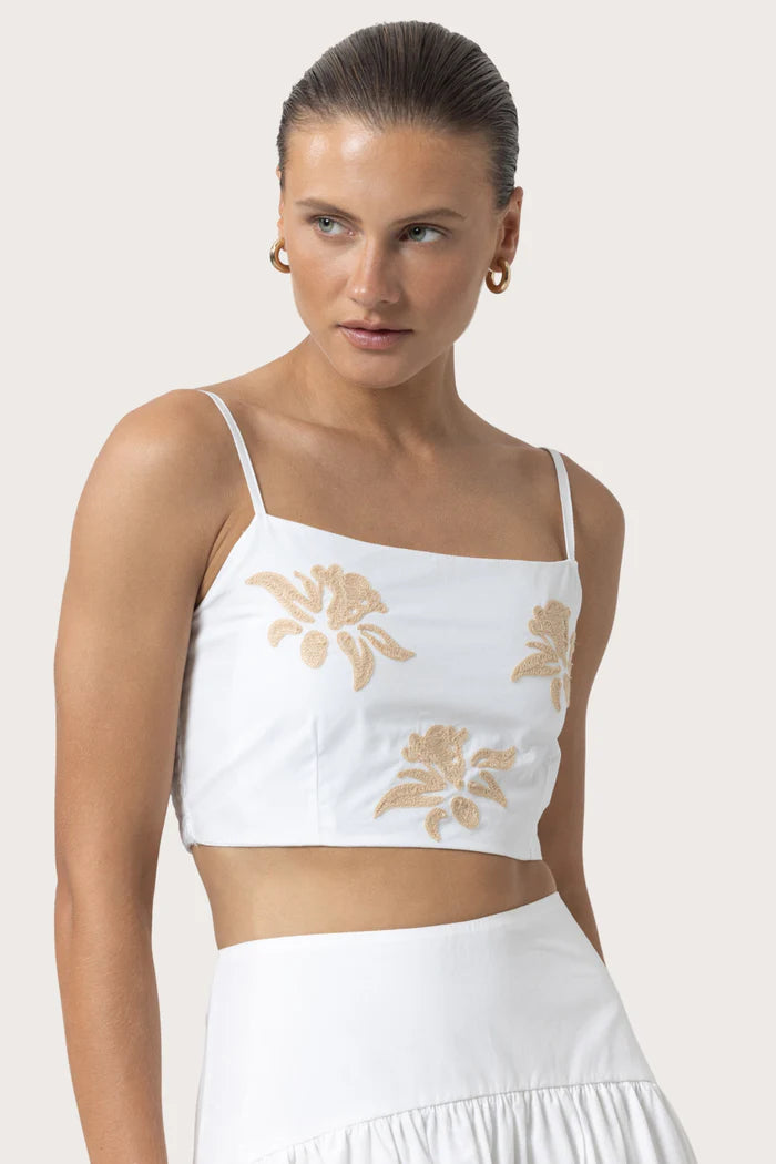 Lusana Oliver Embroidered Poplin Top