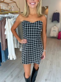 Rhode Tweed Checkered Wrap Mini Dress