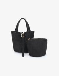 REMI/REID Joya Bucket mini faux suede in Black