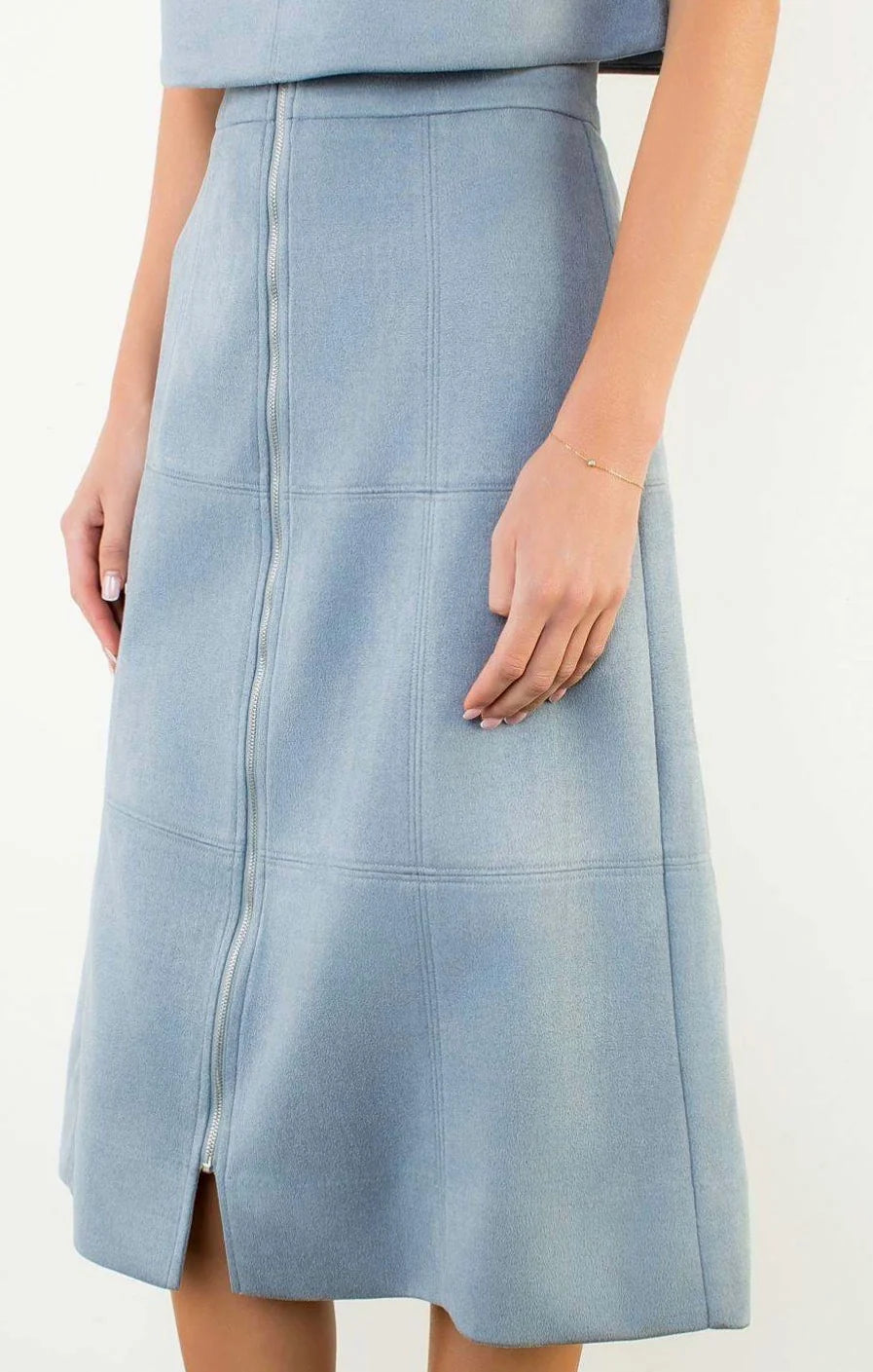 THML Shay Suede Zipper Skirt