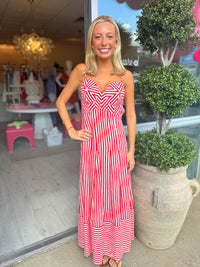 FARM RIO Checkered Stripes Off-White Maxi