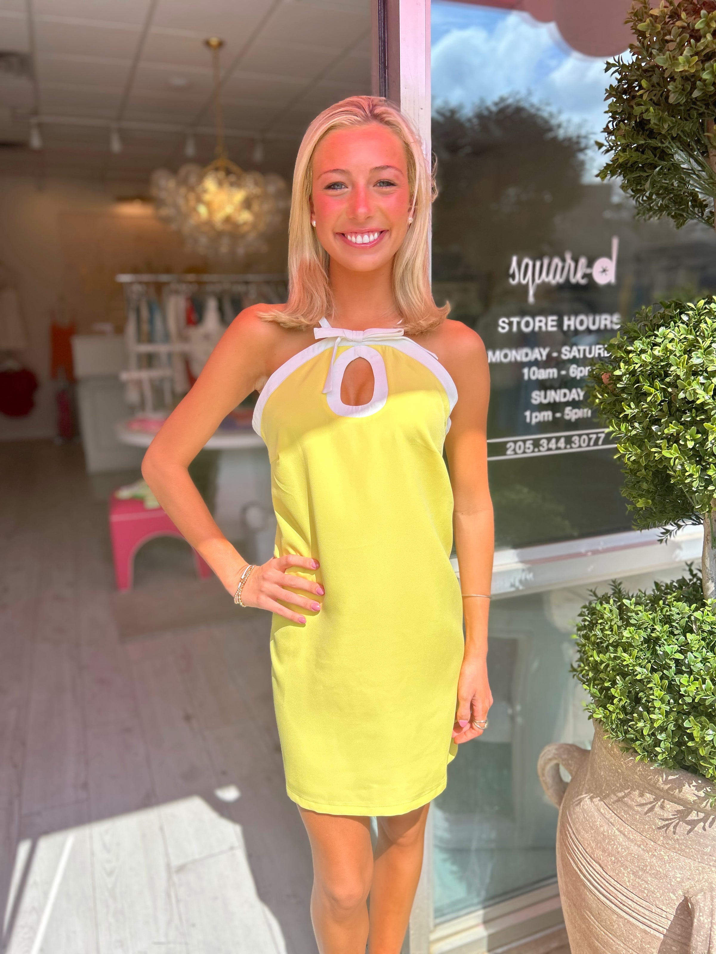 Luna Contrast Trim Halter Mini Dress