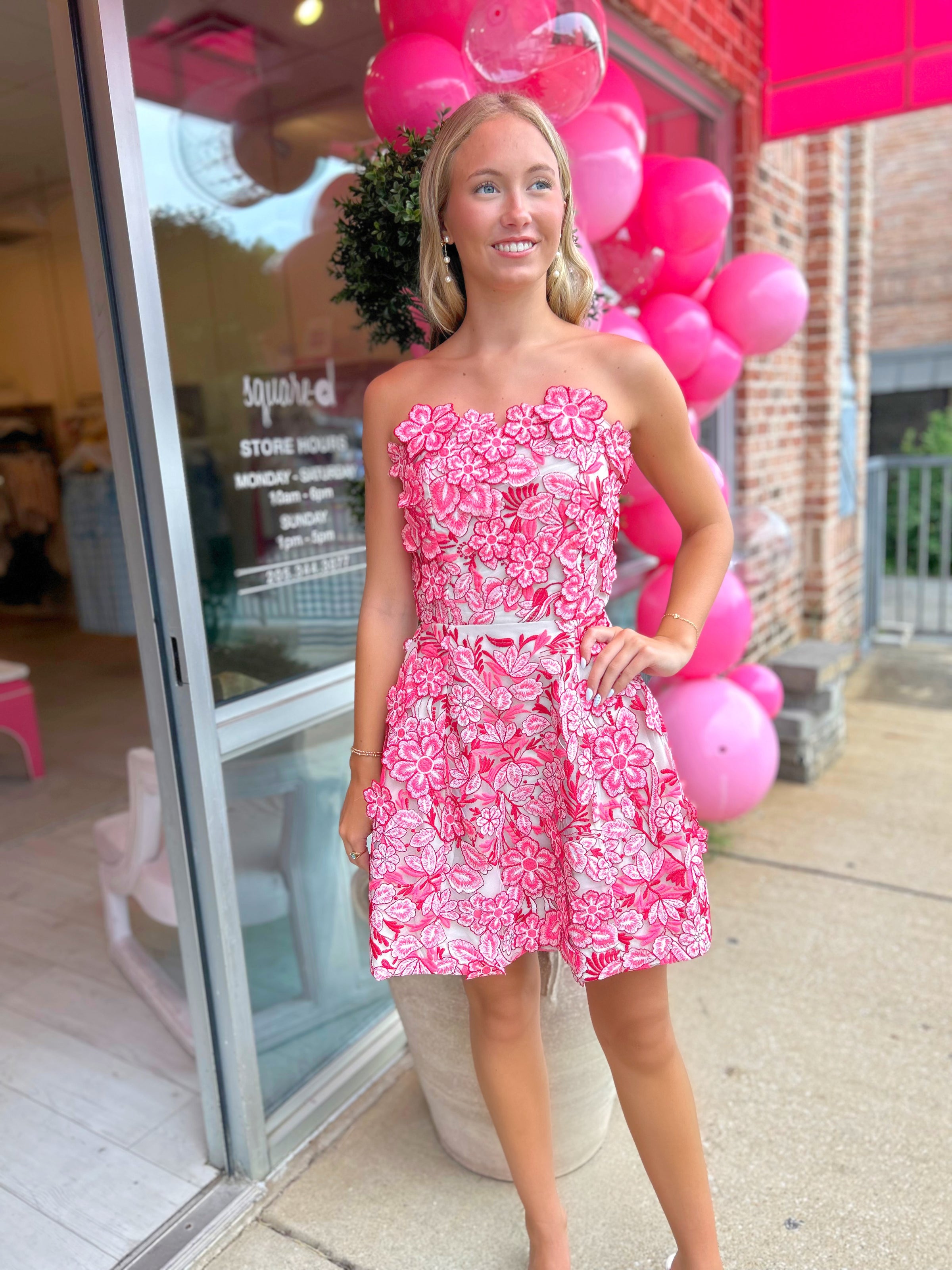 Elizabeth Embroidered Strapless Mini