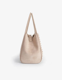 REMI/REID Hollace Mini Tote Studded Faux Suede in Foundation