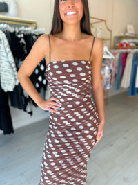 AFRM Hazel Dress in Chocolate Halo Dot