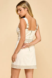 Briley Stitch Detail Square Neckline Mini Dress