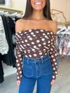 AFRM Maxine Bodysuit in Chocolate Halo Dot