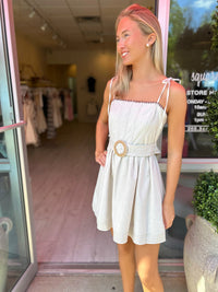 Ashton Linen Belted Mini Dress