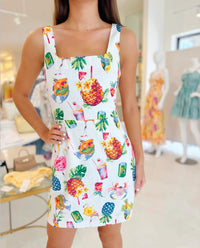 Moon River Tropical Print Sleeveless Mini Dress