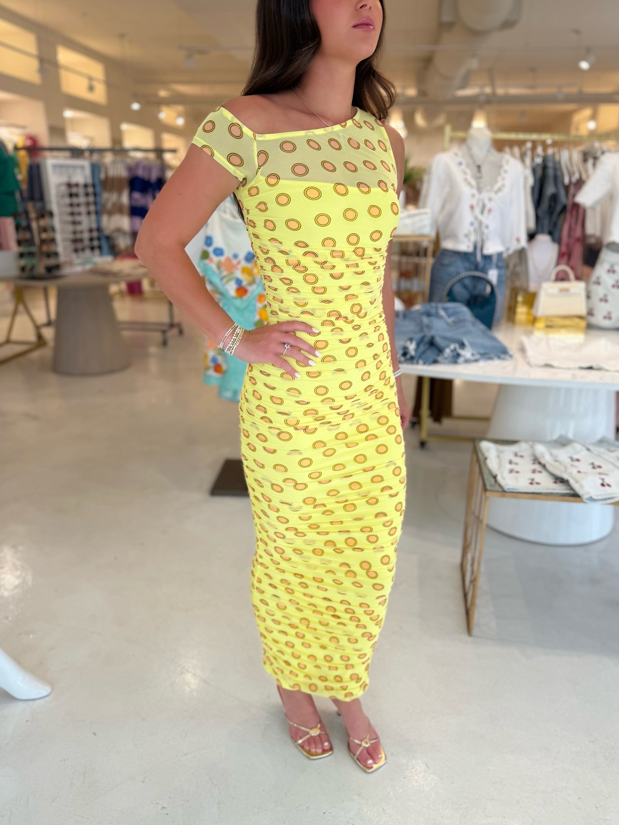 afrm maxi dress AFRM Biona Maxi Dress in Deco Dot – Square-d Clothing Tuscaloosa