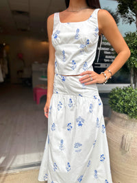 Nibi-MTK Demi Top & Odessa Skirt Set in Soft Stitch Blue