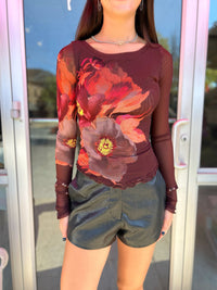 Free People Lilly Printed Long Sleeve Top