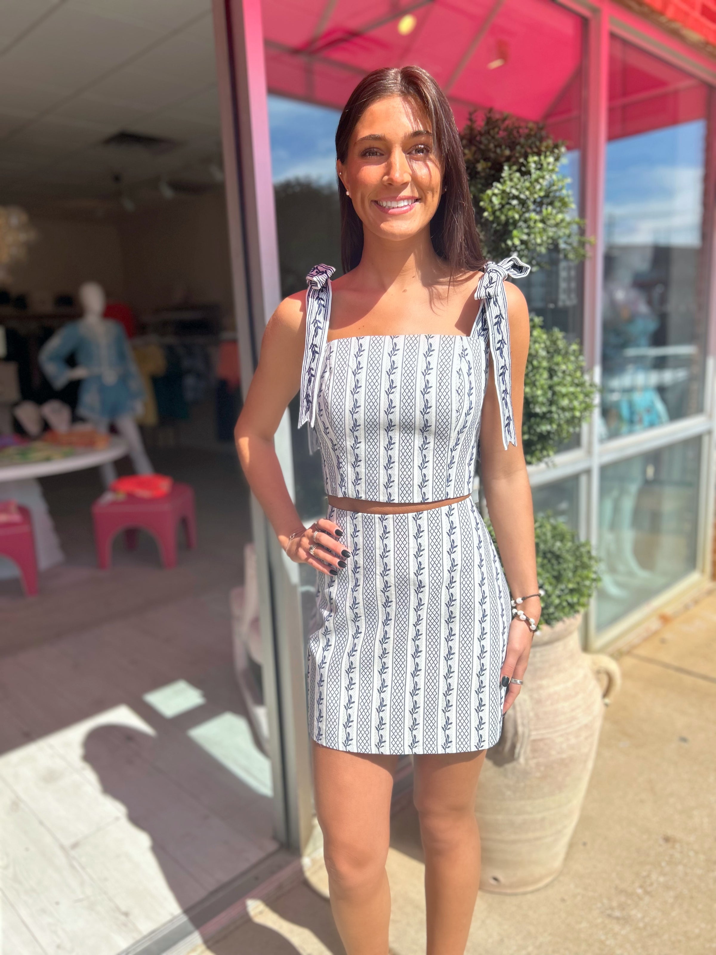 Elise Jacquard Top & Skort Set