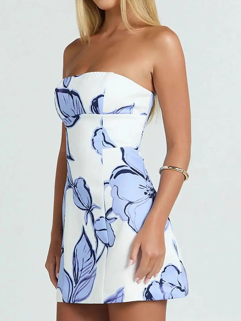 Libby Strapless Floral Mini Dress