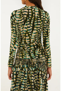 FARM RIO Striped Leaves Blouse