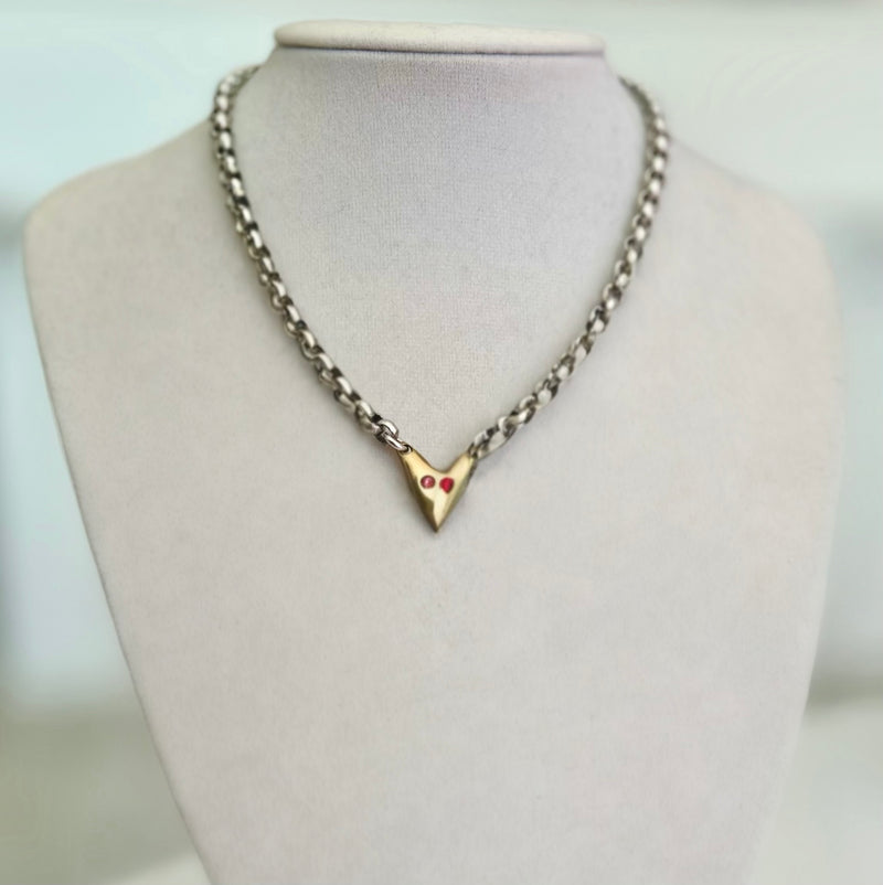 Ermine Heart Mini and Eyes Necklace
