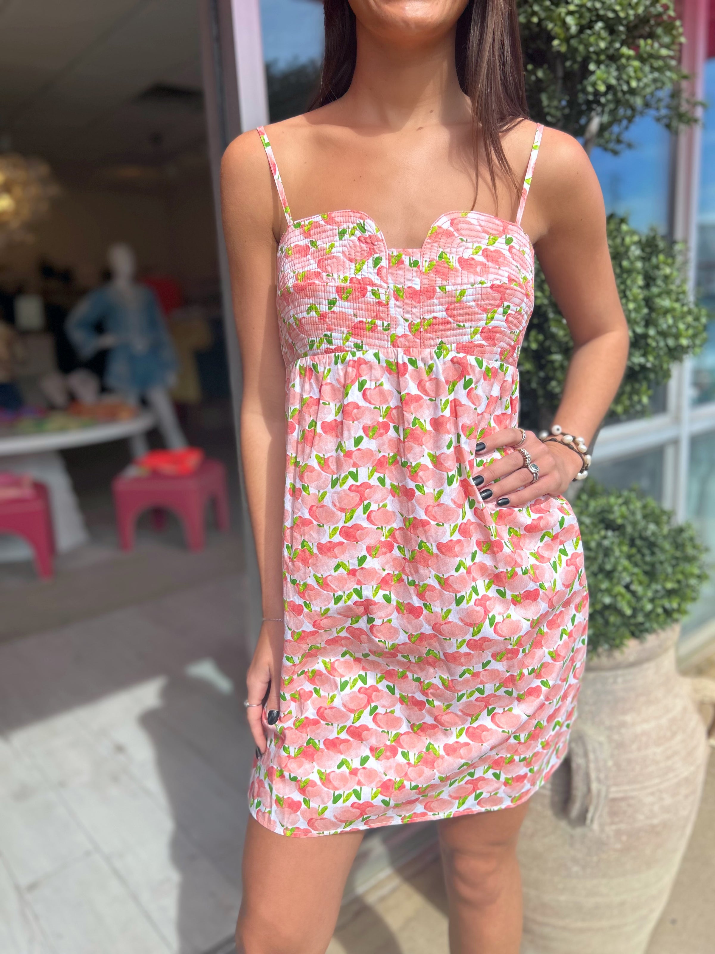 Addy Top Stitch Bustier Floral Print Mini Dress