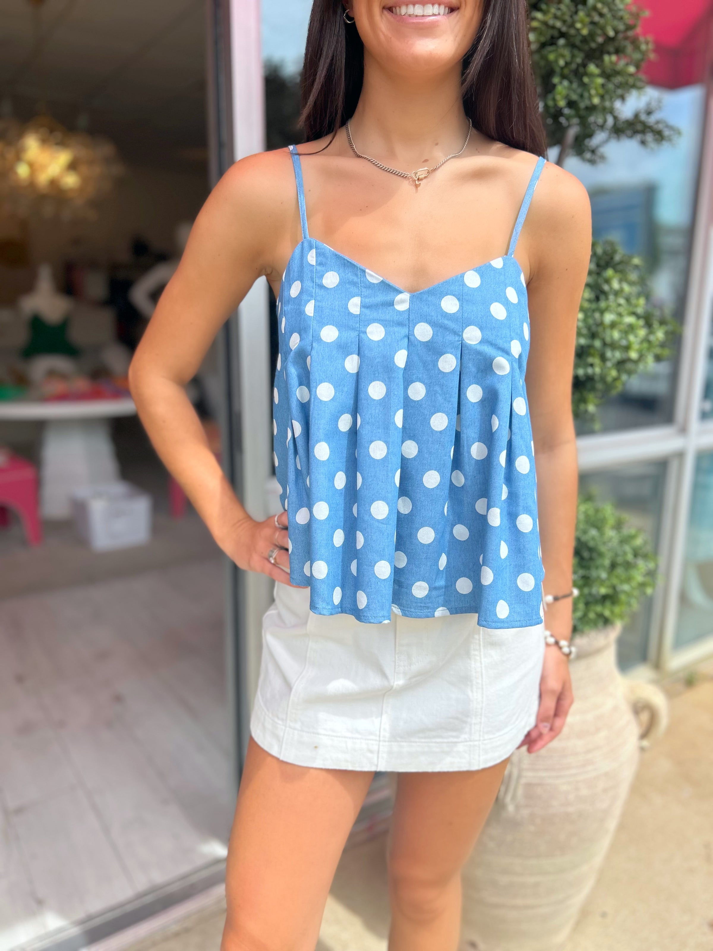THML Easton Polka Dot Pleated Tank