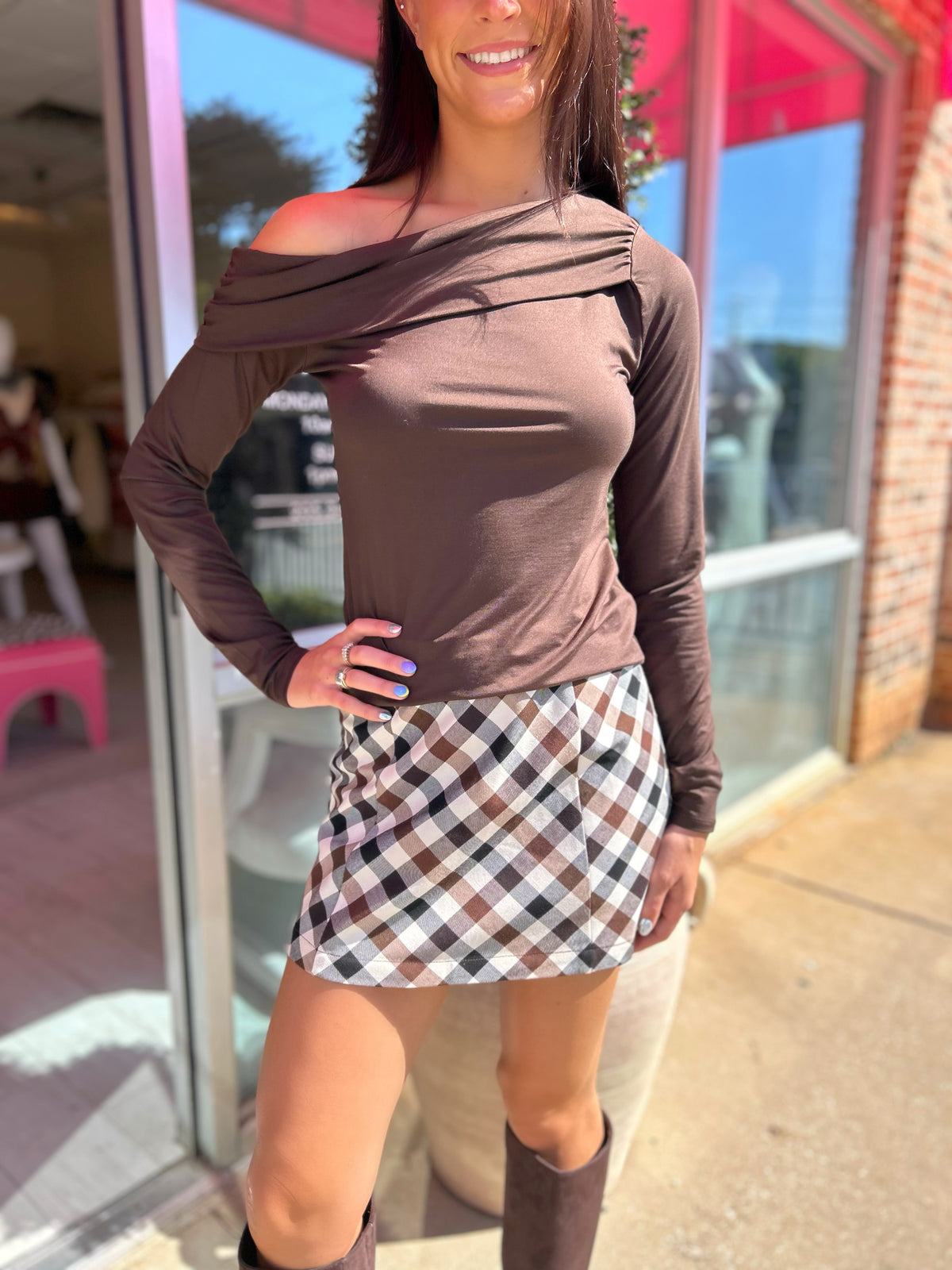Steve Madden Ryder Knit Top in Walnut