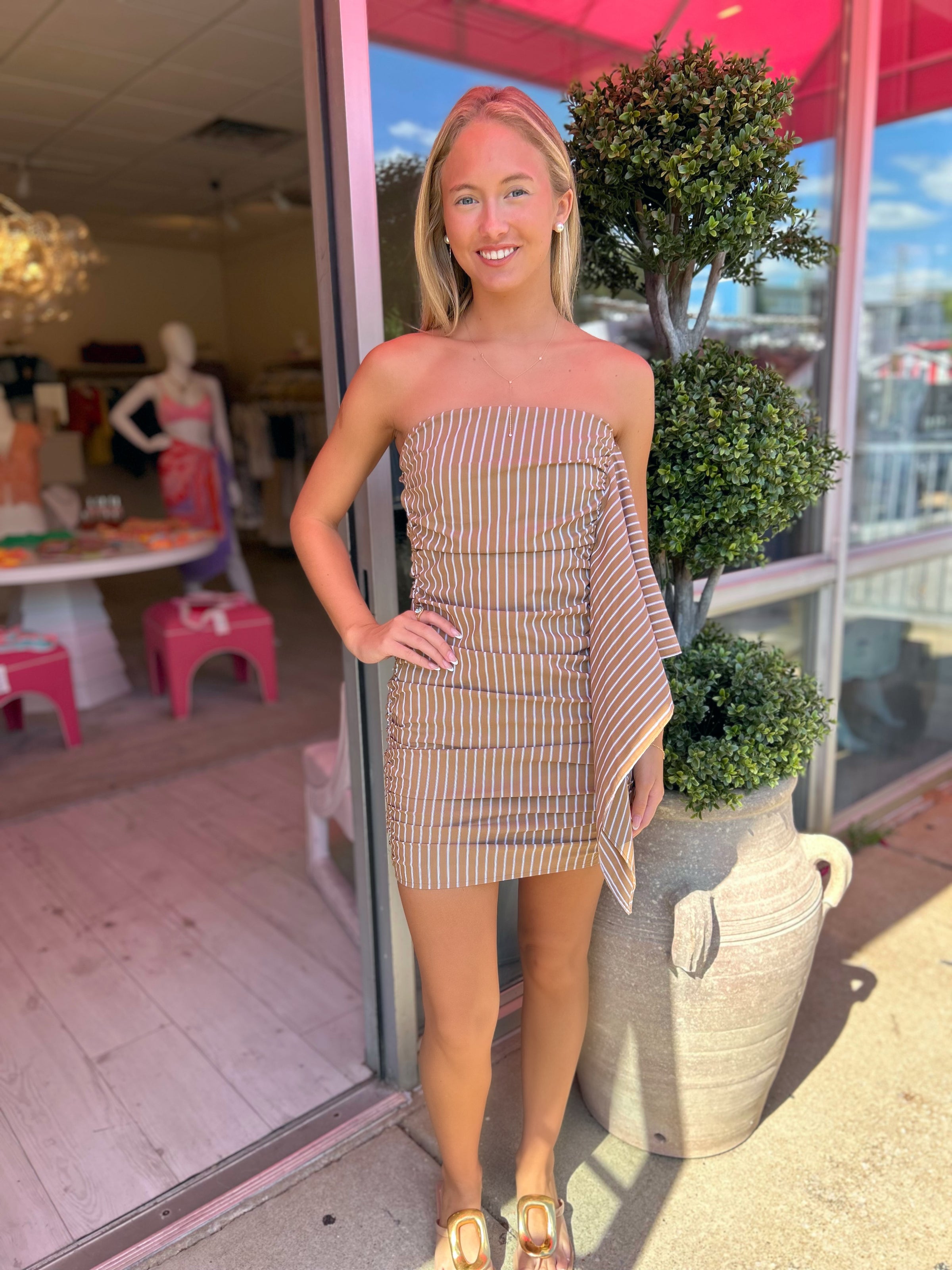 Paris Tube Striped Mini Dress