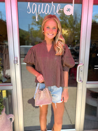 THML Annabelle Peasant Puff Sleeve Top