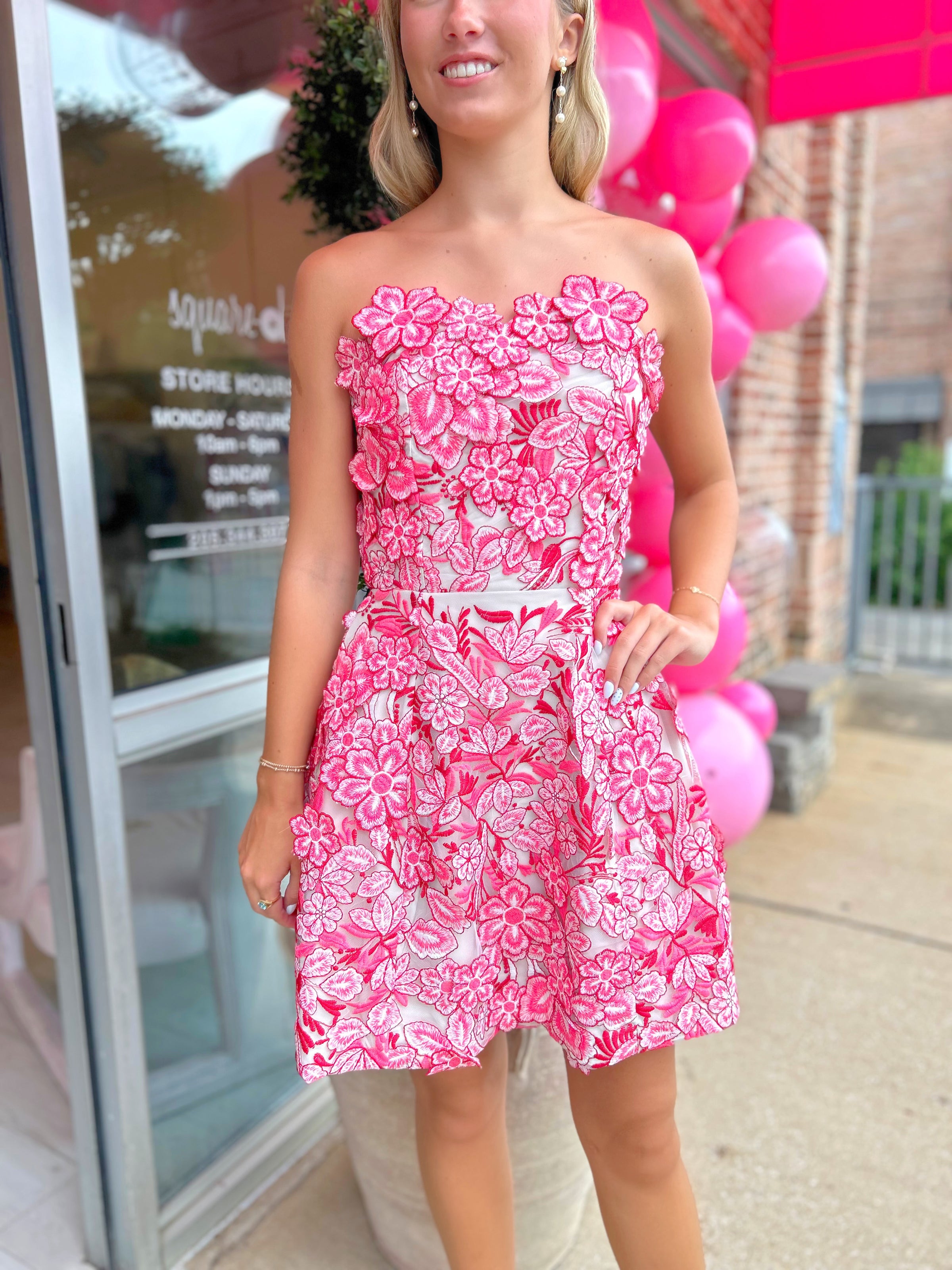 Elizabeth Embroidered Strapless Mini