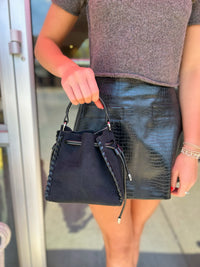 REMI/REID Fallon Mini Faux Suede Purse in Black