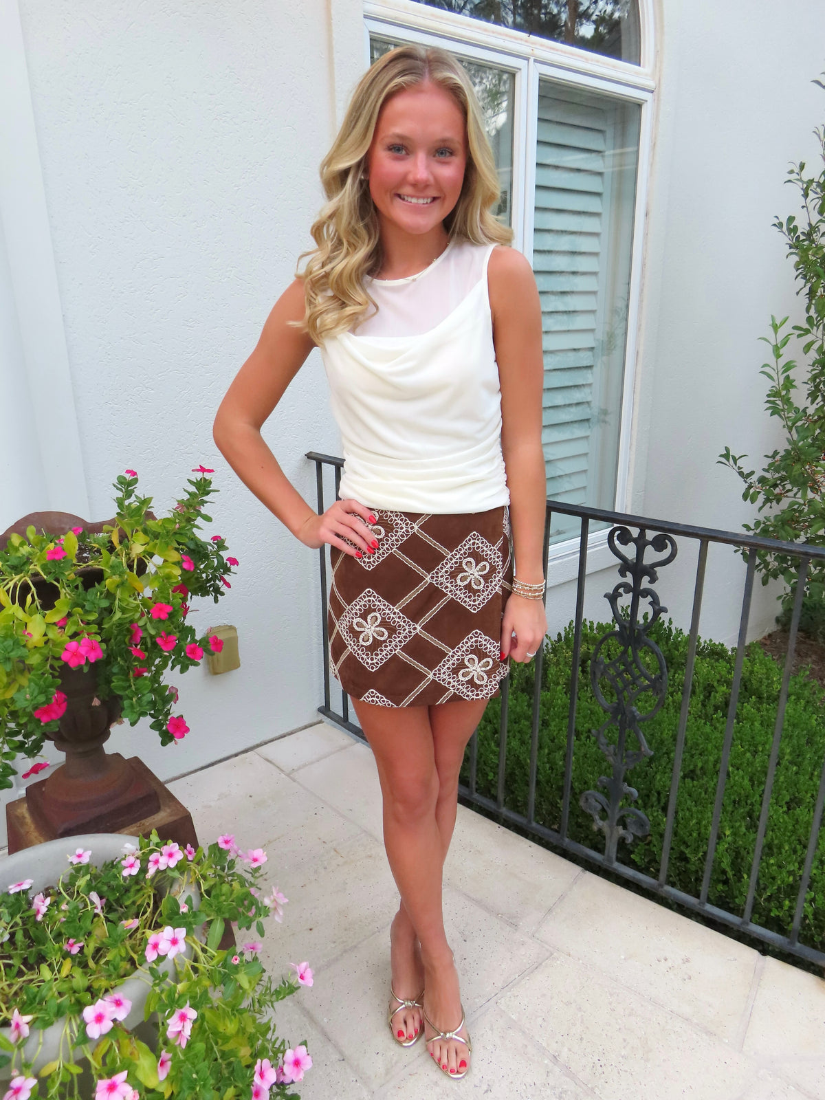 Baylor Paisley Suede Print Skort