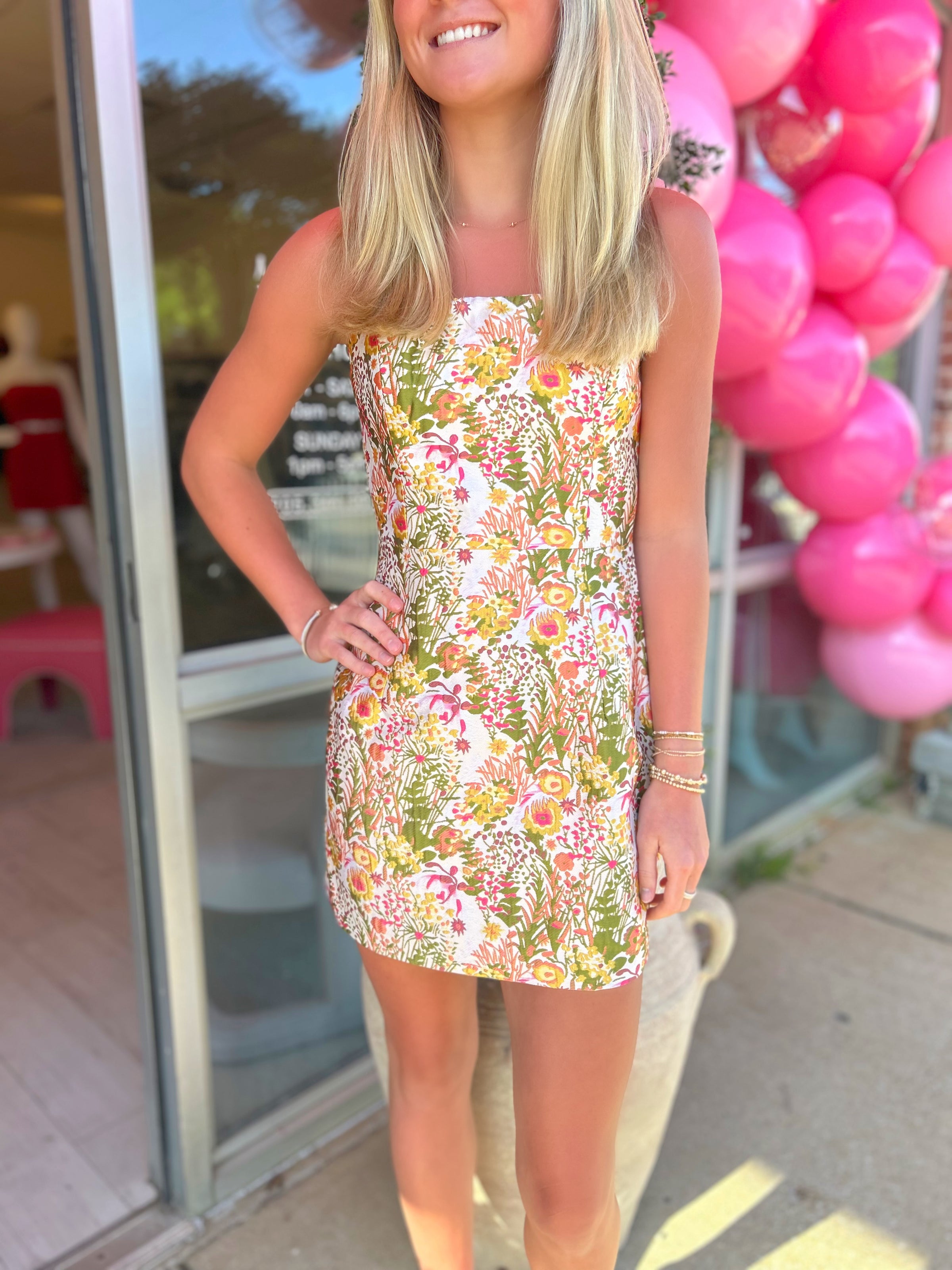 Caroline Jacquard Strapless Mini
