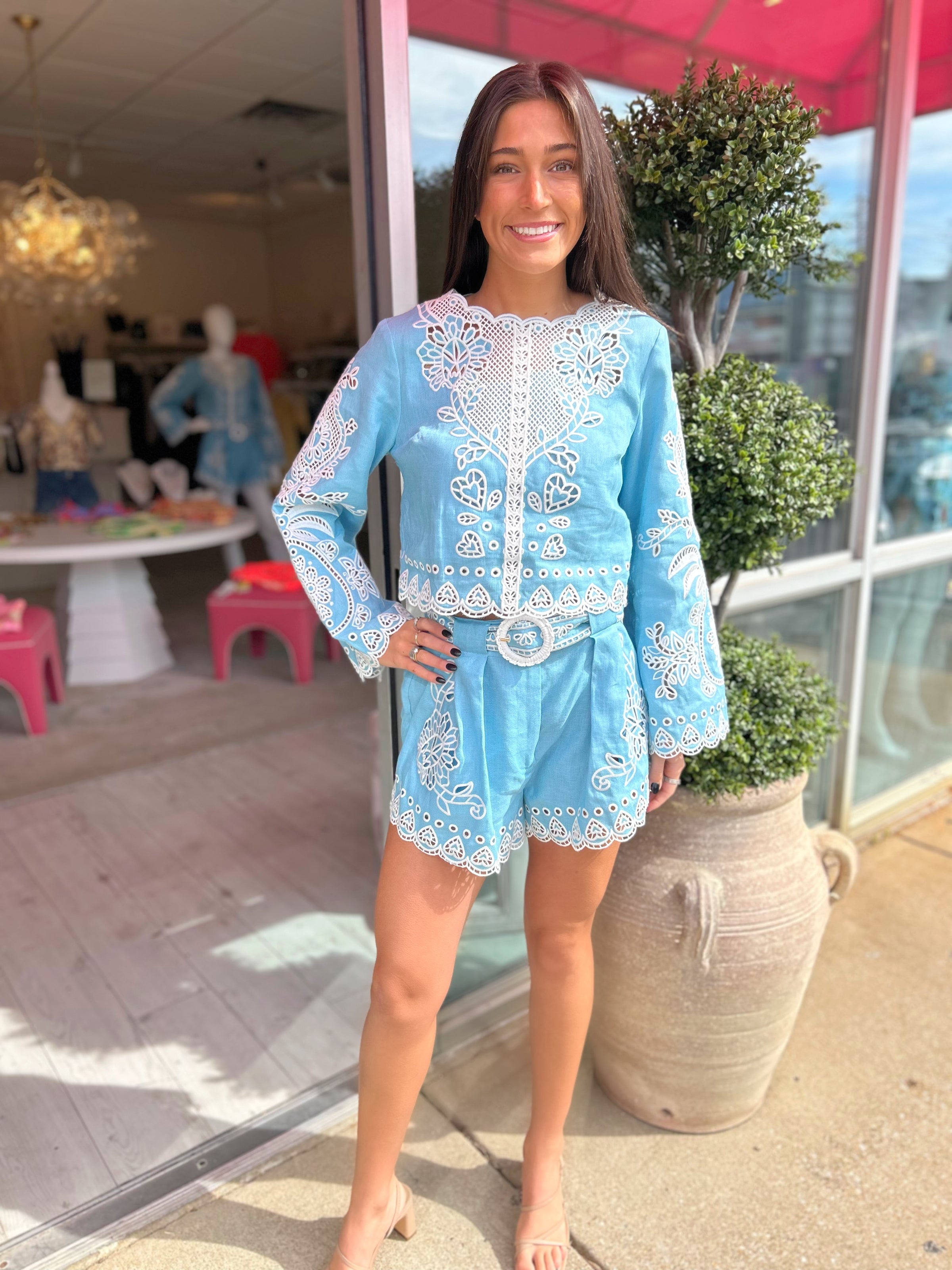 FARM RIO Romantic Richelieu Blouse