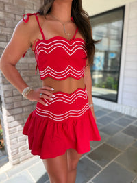 Lila Ruffle Skort Set in Red