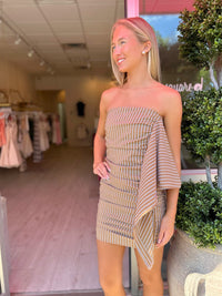 Paris Tube Striped Mini Dress