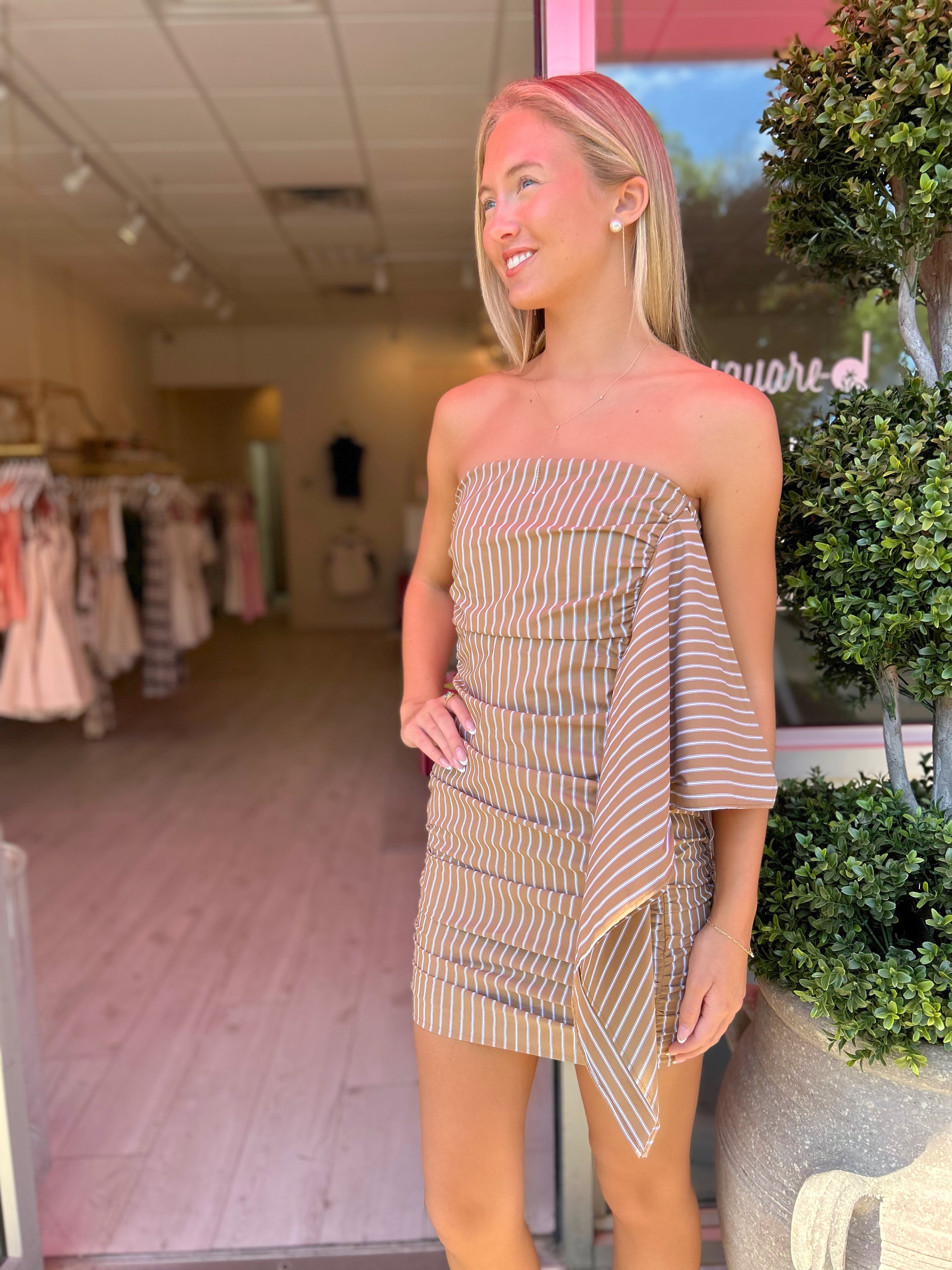 Paris Tube Striped Mini Dress
