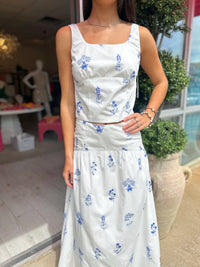 Nibi-MTK Demi Top & Odessa Skirt Set in Soft Stitch Blue
