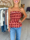 Cierra Braid Detail Printed Tank Top