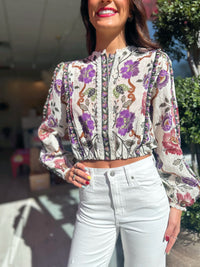FARM RIO Rococo Flowers Long Sleeve Blouse