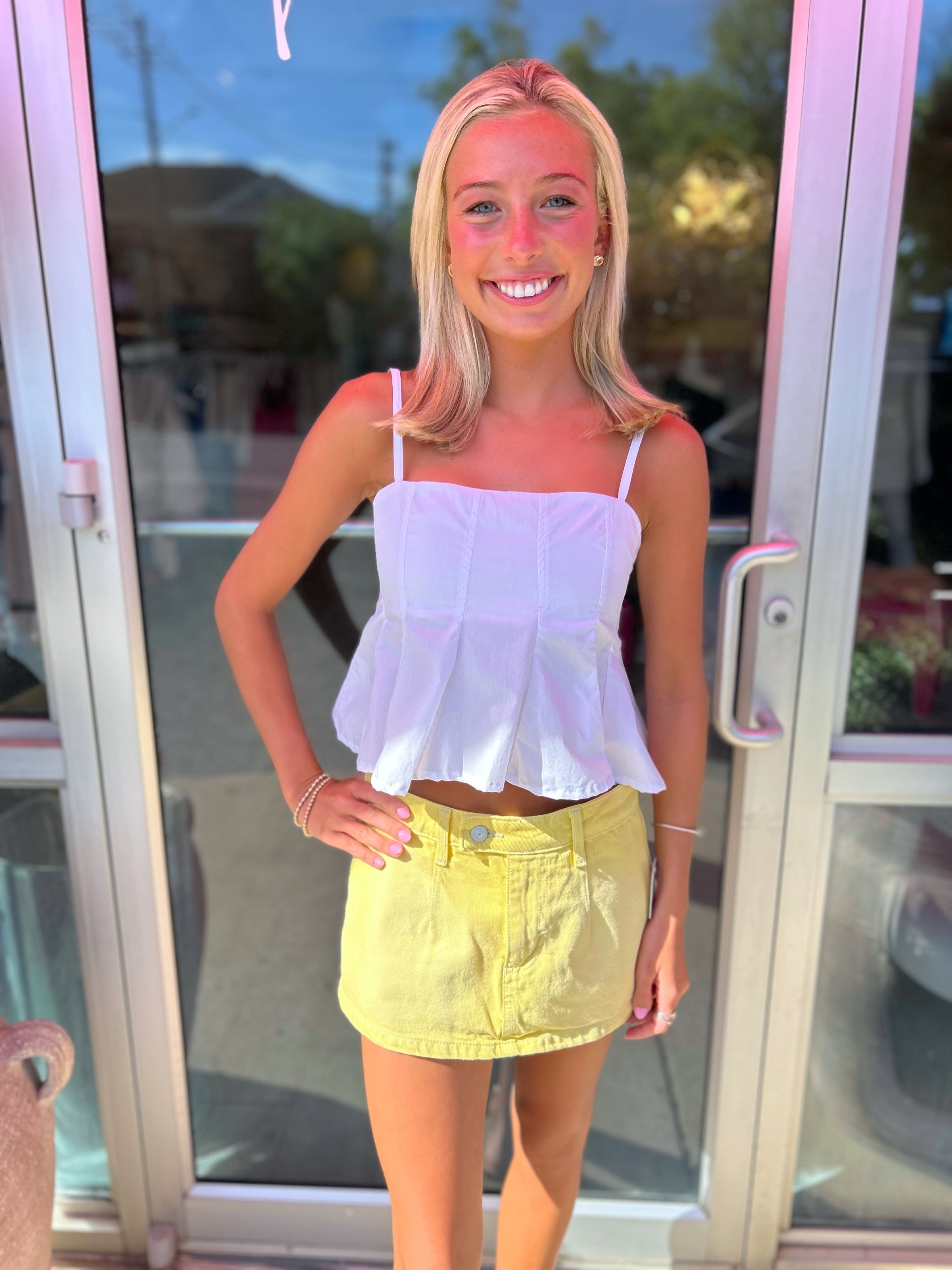 Free People Galivanting Skort in Lemon Ice