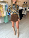 Farm Rio Snake Garden Jersey Blouse