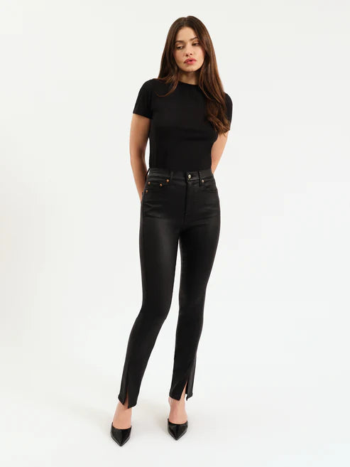 Daze Downtown High Rise Split Slim in Black Coated