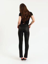Daze Downtown High Rise Split Slim in Black Coated