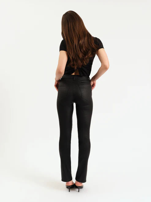 Daze Downtown High Rise Split Slim in Black Coated