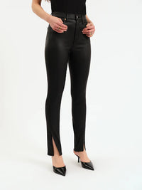 Daze Downtown High Rise Split Slim in Black Coated