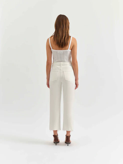 DAZE Sundaze High Rise Crop Straight Jeans in Swan