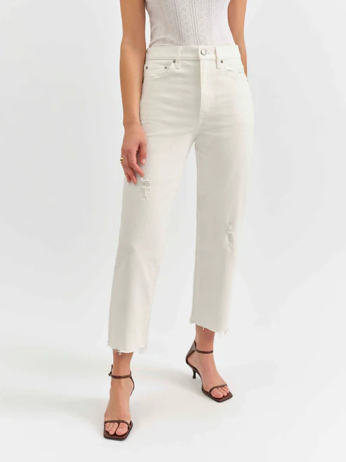 DAZE Sundaze High Rise Crop Straight Jeans in Swan